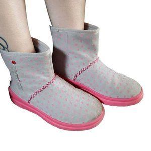 Ugg Boots I Heart Kisses Mini Boot Leather Gray Hot Pink Mini Women's WOMAN'S 7